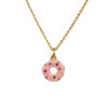 JW00488-GLD-OS-DYO - Donut Necklace - Pink Frosting Rainbow Pave Sprinkles & Gold - Charm Pendant - Cute Food Foodie Snack Queen - Wildflower + Co. Jewelry