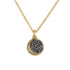 Crescent Moon Disc Necklace, Pave Crystal & Gold