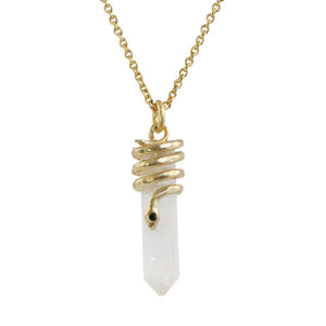 Snake Crystal Necklace, Clear Quartz & Gold - Wildflower + Co.