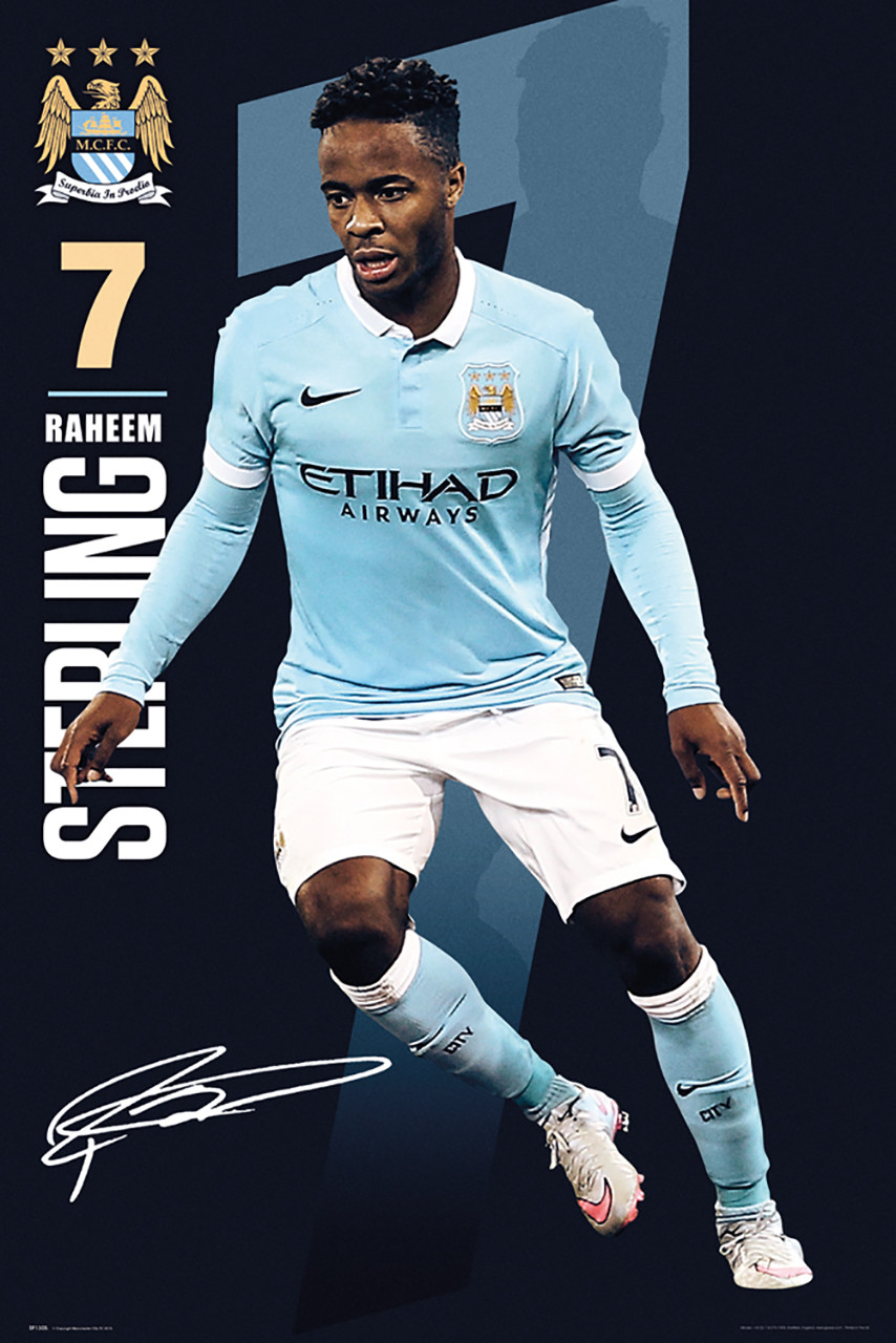 Manchester City Official Manchester City Sterling Official Soccer Player Poster 2015/16 - Buy
