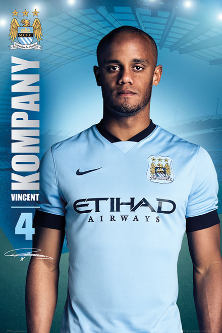 Manchester City FC Vincent Kompany Poster 14/15 - Buy Online  SoccerMadUSA.com