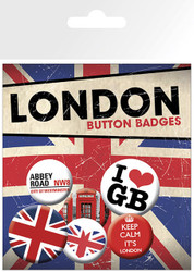 LONDON Badge 6 Pack I Heart GB