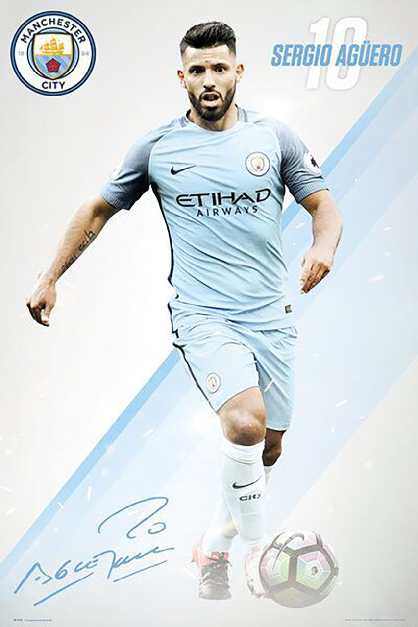 Manchester City Aguero Official Soccer Player Poster 2016 17 Buy Online Soccermadusa Com