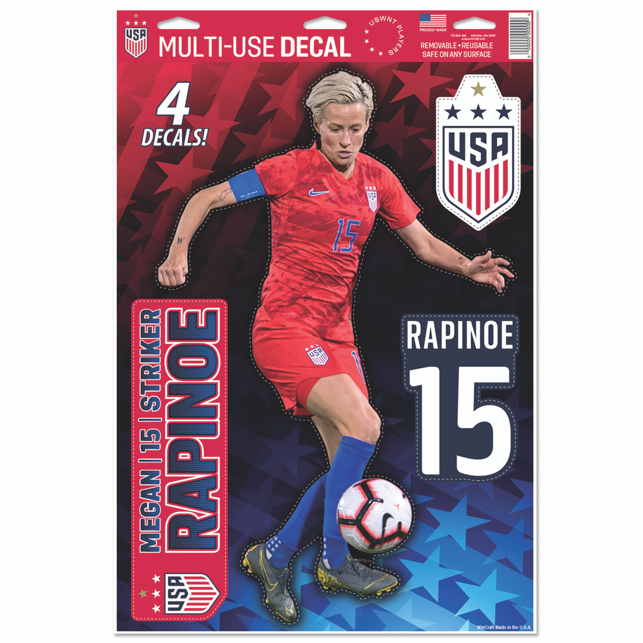 Megan Rapinoe Decal Set Of 4 4 Star Crest