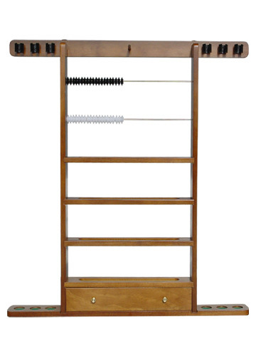 Sterling Economy Wall Rack, Maple, 6 Cue w/Ball Rack, Drawer & Beads