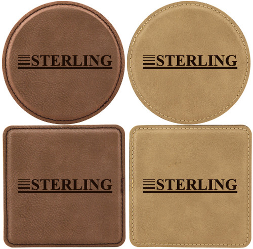 Set of Six Custom Laser Engraved Leatherette Coasters
