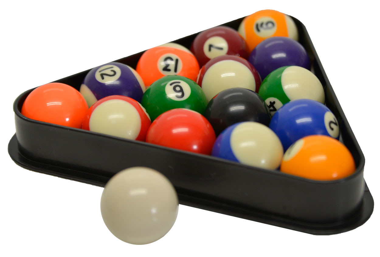 Complete Vintage Set of 1.5 Mini Pool / Billiard Balls and Triangle