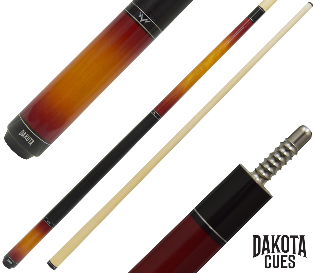 Dakota Pool Cue Classic Sunburst Finish with Black Leather Stack Wrap