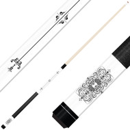 Forged Etched Series ET05 Custom Engraved White Pool Cue – Black