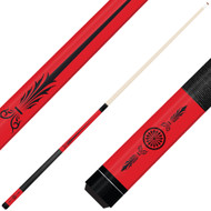 Forged Etched Series ET10 Custom Engraved Red Pool Cue – Black