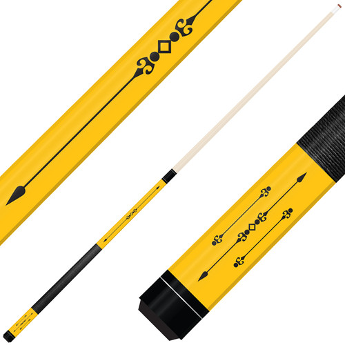 Forged Etched Series ET01 Custom Engraved Yellow Pool Cue – Black
