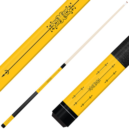 Forged Etched Series ET02 Custom Engraved Yellow Pool Cue – Black