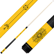 Forged Etched Series ET05 Custom Engraved Yellow Pool Cue – Black