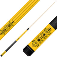 Forged Etched Series ET07 Custom Engraved Yellow Pool Cue – Black