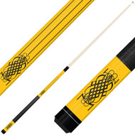 Forged Etched Series ET08 Custom Engraved Yellow Pool Cue – Black