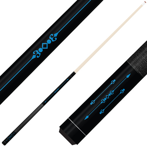 Forged Etched Series ET01 Custom Engraved Black Pool Cue – Electric Blue
