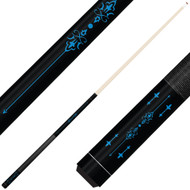 Forged Etched Series ET03 Custom Engraved Black Pool Cue – Electric Blue