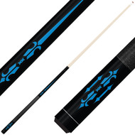 Forged Etched Series ET04 Custom Engraved Black Pool Cue – Electric Blue