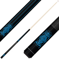 Forged Etched Series ET08 Custom Engraved Black Pool Cue – Electric Blue