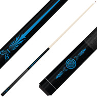 Forged Etched Series ET10 Custom Engraved Black Pool Cue – Electric Blue