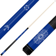 Forged Etched Series ET05 Custom Engraved Blue Pool Cue – White