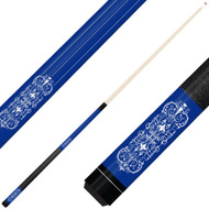 Forged Etched Series ET07 Custom Engraved Blue Pool Cue – White