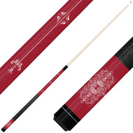 Forged Etched Series ET05 Custom Engraved Crimson Pool Cue – White