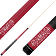Forged Etched Series ET07 Custom Engraved Crimson Pool Cue – White