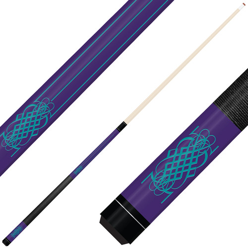 Forged Etched Series ET08 Custom Engraved Purple Pool Cue – Tiffany Blue