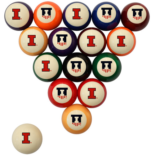 Illinois Fighting Illini Billiard Ball Set - Standard Colors