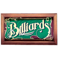 Mirrored Billiards Sign w/Wood Frame
