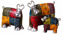 Colorful Cows Sculpture, Set Of 3