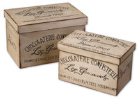 Chocolaterie, Decorative Boxes, Fir Wood, Set Of 2