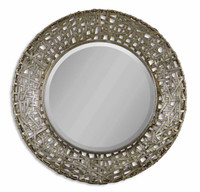 Alita Champagne Round Wall Mirror