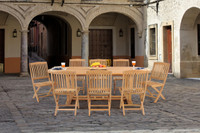 teak 9 pc folding chair outdoor patio dining set by caluco?