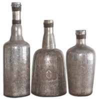 Lamaison Mercury Glass Bottles S/3