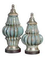 Fatima Sky Blue Decorative Urns, Set/2