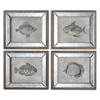 Mirrored Fish Framed Art S/4