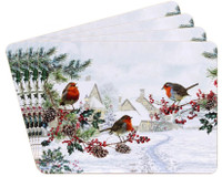 Set of 4 Christmas Robin Placemats