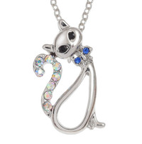 Stylised Diamante Cat Necklace
