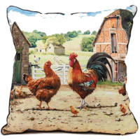 Cockerel and Hen Cushion