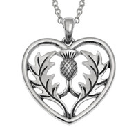 Celtic Thistle Heart  Pendant Necklace