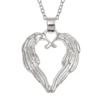 Guardian Angel Wings Heart Pendant Necklace