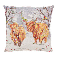 Festive Highland Cow Cushion