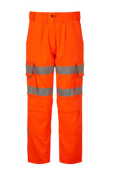 Ladies Hi-Vis PPE Polycotton Orange Cargo Work Trousers