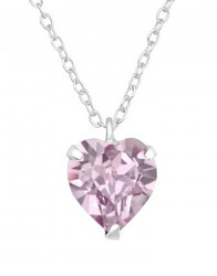 Crystal Heart Sterling Silver Necklace