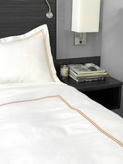 Nice White King Duvet Cover, 300 TC, Cotton, 2 lines festooning in Nugget