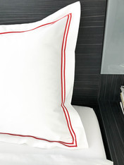Nice White Queen Duvet Cover, Cotton, 2 lines festooning in Red Rust