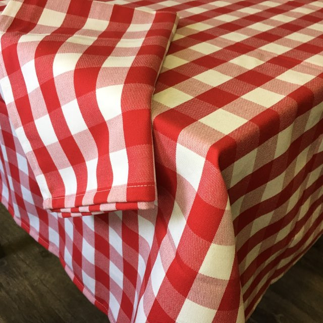 Small Check Red & White Tablecloth 54" x 120" - Halifax Mill