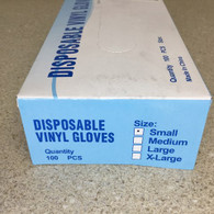 PVC Vinyl Gloves  size S, disposable, Box of 100